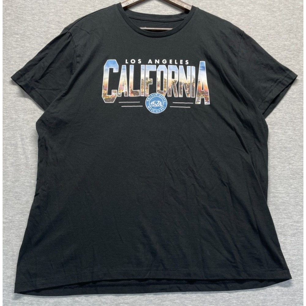 Aeropostale Los Angeles California T Shirt Mens 2XL Black Graphic Logo Crew Neck